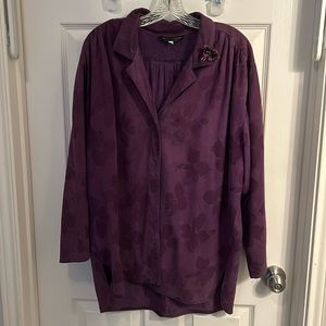 Vintage Woman’s Suede Shirt Blouse “In‎ Transit” Purple Size M